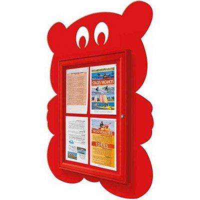 PROCITY Venkovní vitrína Medvídek 4 x A4, červená – Zboží Živě