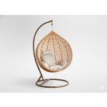 Garden Line VĚŠÍ KRESLO XL HNĚDÉ BÉŽOVÝ POLŠTÁŘ HNĚDÝ RÁM 0193 – Zboží Mobilmania