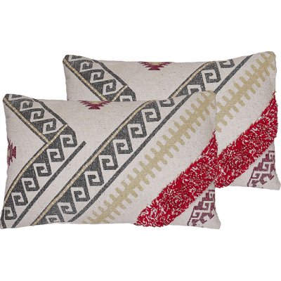 Beliani bavlna polštář s geometrickým vzorem vícebarevné Betula 30x50 2ks – Zboží Mobilmania