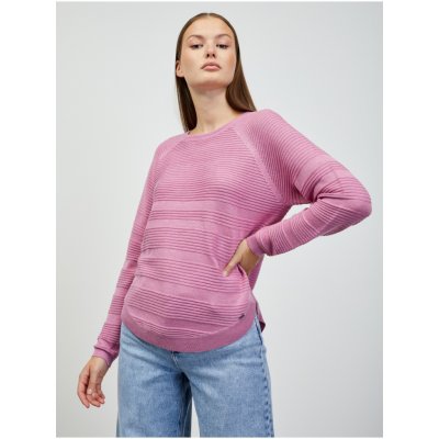 Zoot.lab Heddie dámský žebrovaný svetr s příměsí vlny Růžový