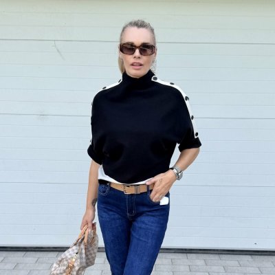 Made in Italy Černý trendy svetr s zdobený knoflíky BOTTOM – Hledejceny.cz