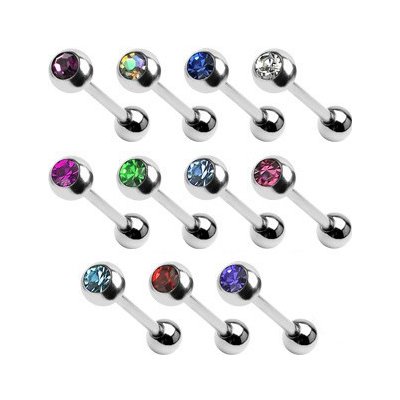 Šperky Eshop labret z chirurgické oceli kulička s barevnými třpytkami SP12.22 Růžová