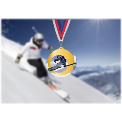 Akrylátová medaile Lyžování Stříbrná – Zboží Dáma