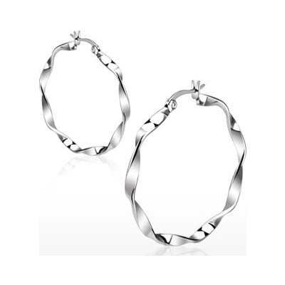Šperky eshop ocel stříbrná lesklé kruhy zvlněný povrch U29.06 – Zboží Mobilmania
