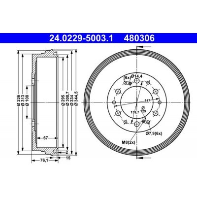 Brzdový buben ATE 24.0229-5003 (AT 295003) – Zboží Mobilmania