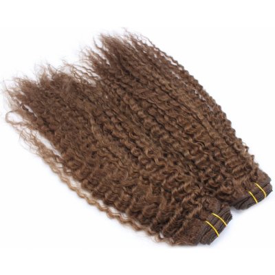 Deluxe clip in kudrnaté vlasy 100% lidské REMY 50cm středně hnědá