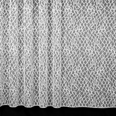 Brilltex Žakárová záclona 623, celoplošný vzor vlnek, s olůvkem, bílá, výška 50cm (v metráži) – Zboží Mobilmania