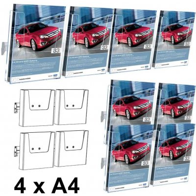 A-Z Reklama CZ Cocktail Brochure Wall držák na letáky set 4 x A4 – Zboží Mobilmania
