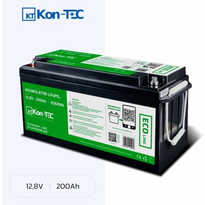 Kon-Tec KT-LFP12200 ECO Lithium-železo-fosfátová LiFePO4 12V, 12,8V 200Ah – Zboží Živě