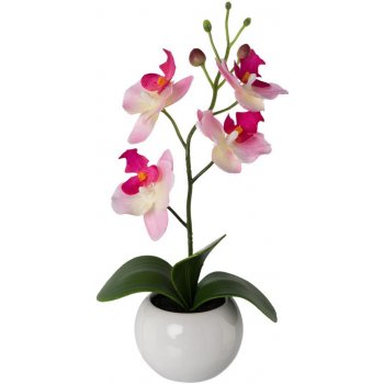 Gasper Umělá květina Orchidej v keramickém květináči, růžová, 21 cm