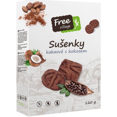Free village Sušenky kakaové s kokosem 120 g – Hledejceny.cz