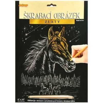 Škrabací obrázek zlatý hlava koně – Zboží Dáma