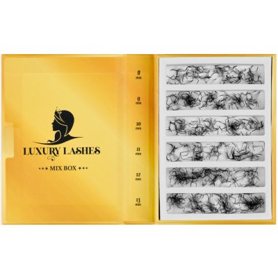 Luxury Lashes 5D Řasy Premium sypané v Hotovém Vějířku Zakřivení umělých řas: L, Délka umělých řas: Mix délek 7-12 mm, Tloušťka řas: 007 – Sleviste.cz