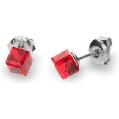 Spark červené se Swarovski Elements Small Cube Studs K48414SI Siam