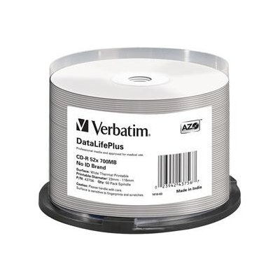 VERBATIM CD-R(50-Pack)/52x/700MB/ThermoPrint/NoID 43756