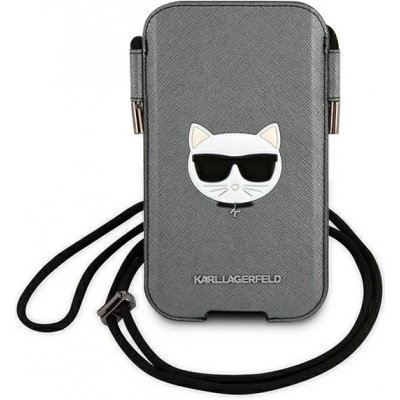 Pouzdro Karl Lagerfeld Bag hardcase Saffiano Ikonik Choupette Head šedé – Zboží Mobilmania