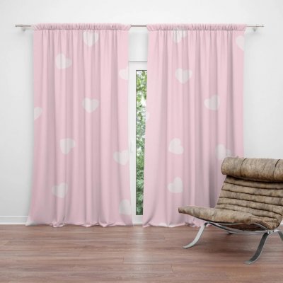 Sablio Závěs Růžová srdíčka: 2ks 140x250cm – Hledejceny.cz