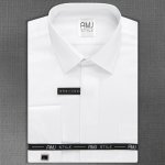 AMJ pánská košile na manžetové knoflíčky dlouhý rukáv slim fit bílá s vetkávaným vzorem VDSA838MK – Zboží Mobilmania
