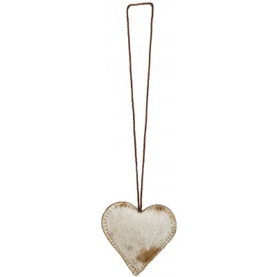 Závěsná dekorativní ozdoba malé bílé srdce z hovězí kůže - 5*5*2cm – Zboží Mobilmania