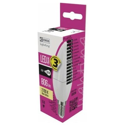 LED žárovka Classic svíčka/E14/7,3 W 60 W /806 lm/teplá bílá Emos ZQ3230 – Hledejceny.cz