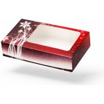 Cake star vánoční krabice "vločka" červená malá s laminací 25x15x5cm – Sleviste.cz