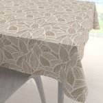 Biante čtvercový ubrus Leona LN-168 Bílé listy na světle hnědém 120x120 cm – Sleviste.cz