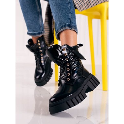 Stylové dámské kotníčkové boty na klínku černé – Zboží Mobilmania