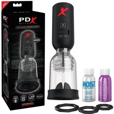 PDX Elite Tip Teazer - automatický vysavač a vibrátor na žaludy černý – Sleviste.cz