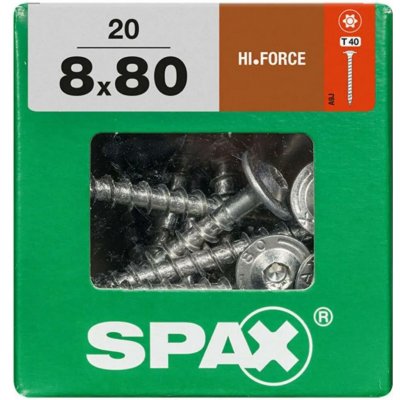 Spax Vrut talíř.hlava Hi.Force T-Star+ T40 4CUT pln.závit Wirox 8x80 mm 20 ks – Hledejceny.cz