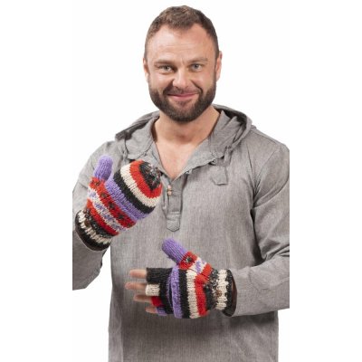 Vlněné převlékací rukavice červeno-fialové – Hledejceny.cz