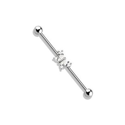 Šperky4U industrial piercing motýlek ID01031-ST – Zboží Mobilmania