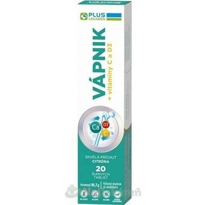 Plus Lekáreň Vápník + vitamín C + vitamín D citron 20 šumivých tablet – Hledejceny.cz
