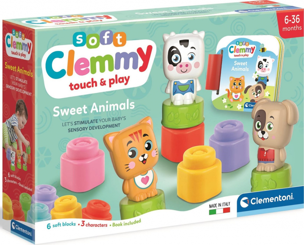 CLEMENTONI BABY Soft Clemmy Hrací sada s knížkou Milá zvířátka