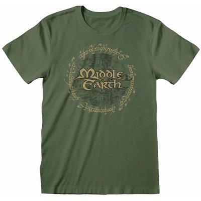 CurePink pánské tričko Lord Of The Rings pán prstenů Middle Earth zelená