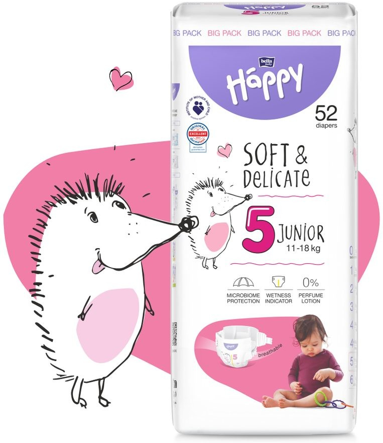 Bella Happy Soft & Delicate BigPack 5 - 11-18 kg 52 ks