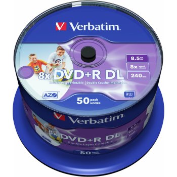 Verbatim DVD+R 8,5GB 8x, Double Layer, AZO, printable, spindle, 50ks (43703)