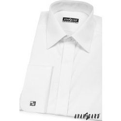 Avantgard pánská košile klasik s krytou légou a dvojitými manžetami na manžetové knoflíčky bílá 670-1