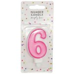PartyDeco Narozeninová svíčka s číslem 6 růžová – Sleviste.cz
