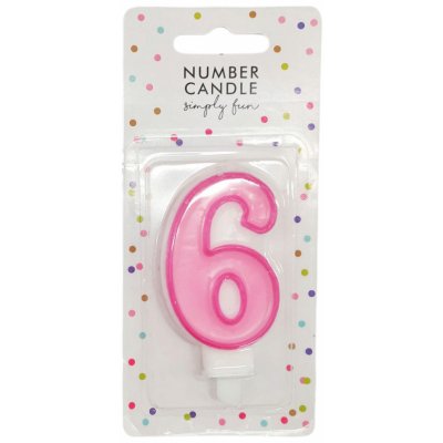 PartyDeco Narozeninová svíčka s číslem 6 růžová – Sleviste.cz