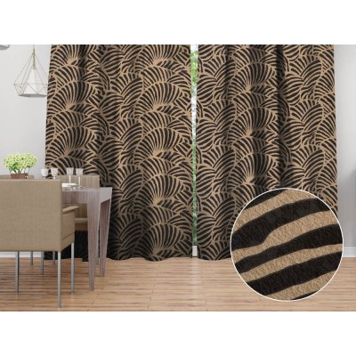 Biante bavlna závěs Sandra SA-804 Velký černohnědý abstraktní listový vzor 150x200 cm – Hledejceny.cz