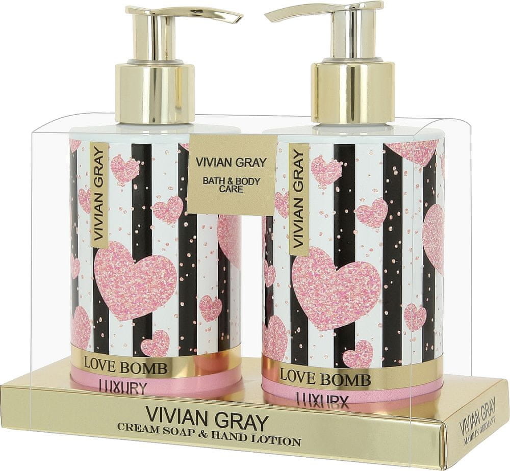 Vivian Gray LOve Bomb mýdlo + mléko na ruce 2 x 250 ml dárková sada