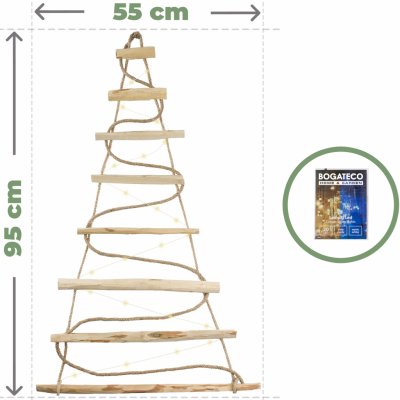 Vingo Závěsný dřevěný vánoční stromek s LED osvětlením - 115 cm – Zbozi.Blesk.cz