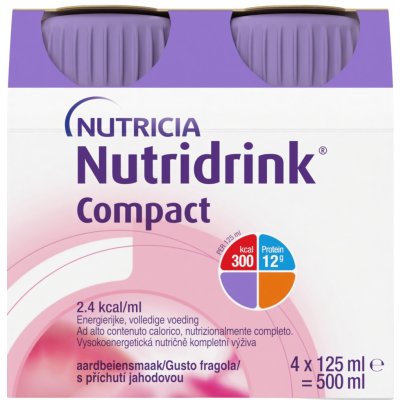 NUTRIDRINK COMPACT S PŘÍCHUTÍ JAHODOVOU POR SOL 4X125ML – Hledejceny.cz