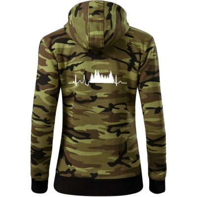 EKG les dámská mikina trendy zipper s kapucí Zelený maskáč – Zboží Dáma