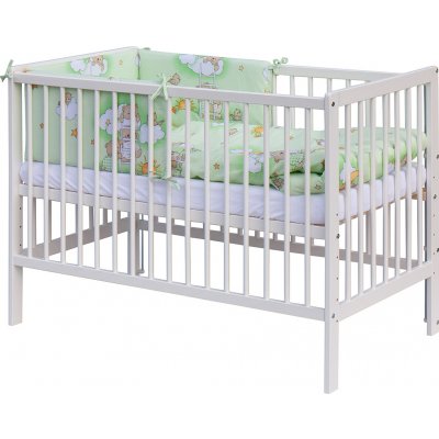 Scarlett Dětská postýlka s kompletní výbavou120 x 60 cm borovice bílá Mráček zelená – Zboží Mobilmania