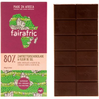 Fairafric Bio hořká čokoláda 80% s Fleur de Sel, Ghana 80 g – Zboží Mobilmania