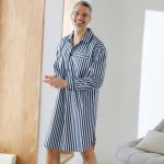 Pruhovaná pyžamová košile, bavlněný popelín nám. modrá/režná – Zboží Mobilmania