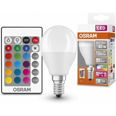 Osram LED žárovka kapka RGBW, 4,9 W, 470 lm, RGB, teplá bílá, E14 LED STAR+ CL P RGBWFR 40 DIM REM CO – Hledejceny.cz