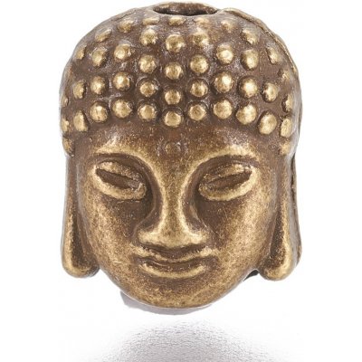 Kovový korálek - Buddha - staromosazný - 10 x 9 x 8 mm - 1 ks – Zboží Dáma