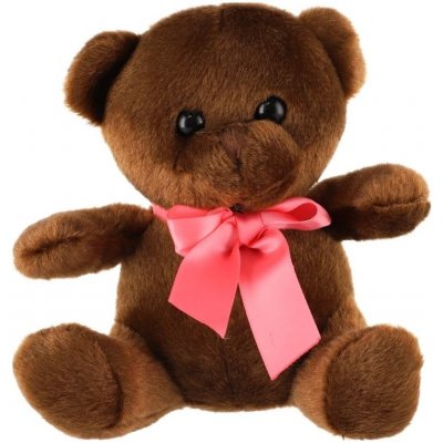Teddies Medvěd/Medvídek sedící s mašlí tmavě hnědý 0+ 15 cm – Zboží Dáma